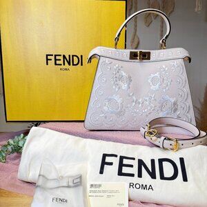 Fendi Peekaboo IseeU Medium Floral Embroidery Top Handle Bag